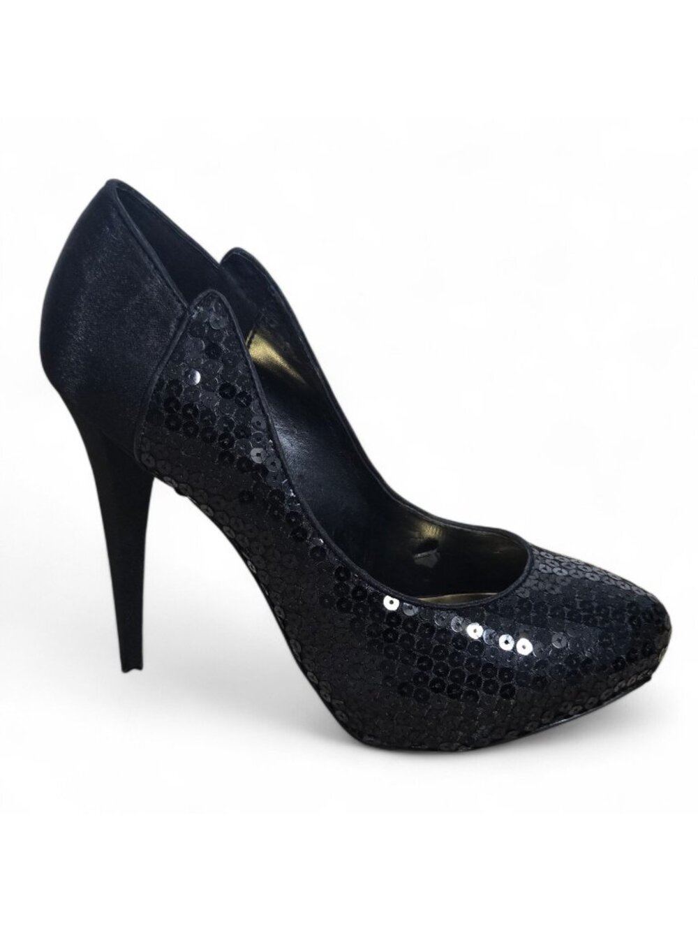 2b Bebe Nicole Black Sequin Stiletto Pumps Size 7 Heels Y2K Clubwear
